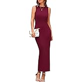 PRETTYGARDEN Women's 2026 Summer Casual Maxi Dresses Ribbed Knit Sleeveless Bodycon Elegant Going Out Beach Vacation Clothes