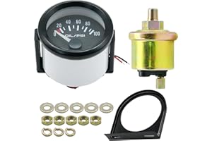 Zreneyfex Universal Oil Pressure Gauge Kit 52mm/2in 12V Auto Modified Meter Car Electromagnetic Oil Pressure Gauge Sender for