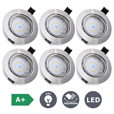 Kingso 6x Led Gu10 Recessed Ceiling Lights Angle Orientable Warm