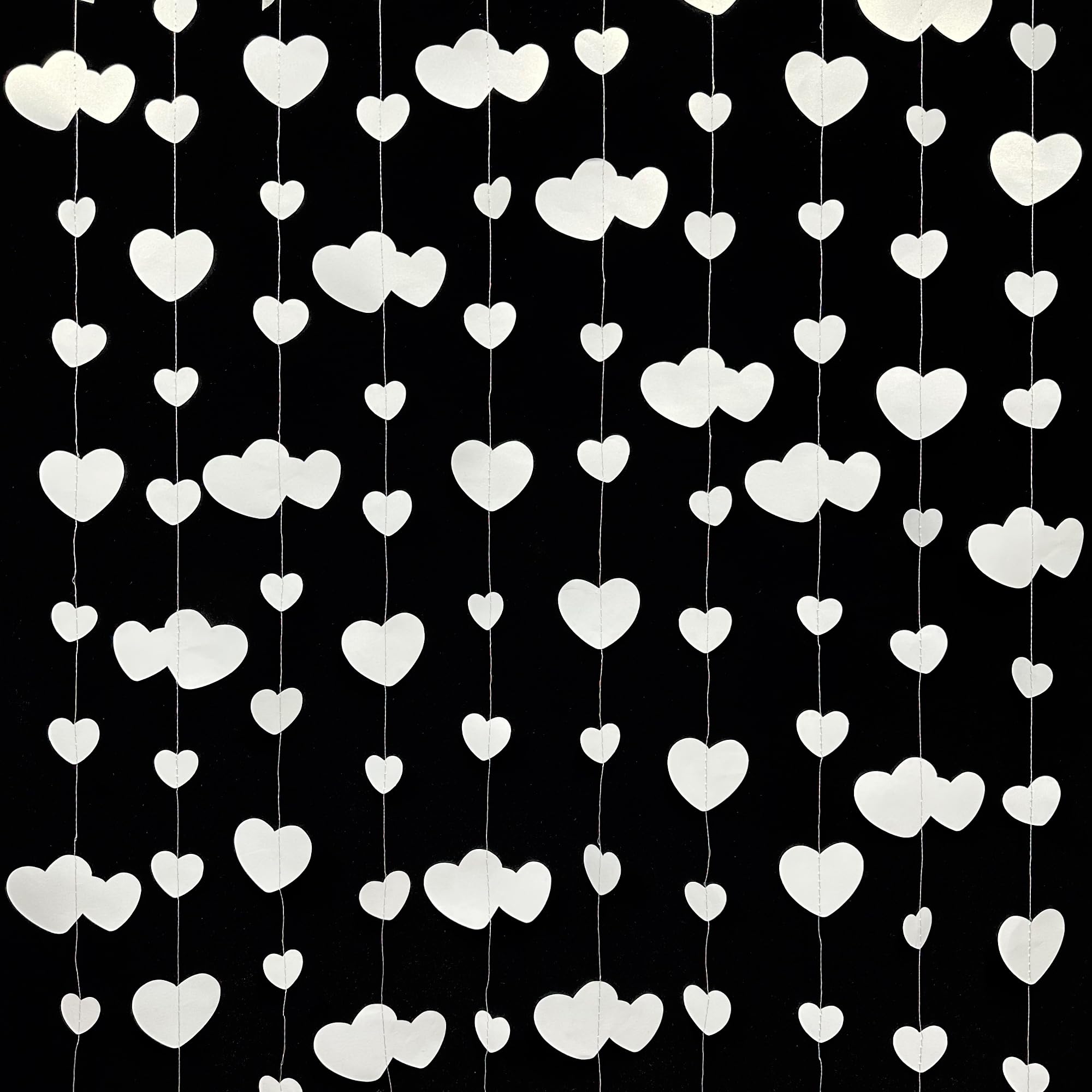 52 Ft White Heart Party Decorations Kit Double Sided Paper Hanging White Heart Banner for Birthday Wedding Engagement Bridal Shower Showcase Home Rome Garden Party Outdoor Decorations (4 Packs)