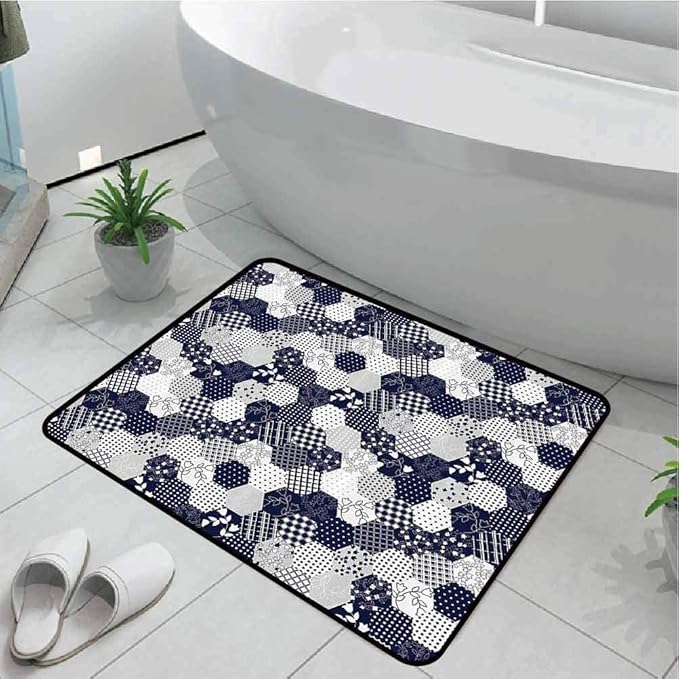 Anmaseven Door Mat Indoor Doormat Non Slip Door Navy Blue