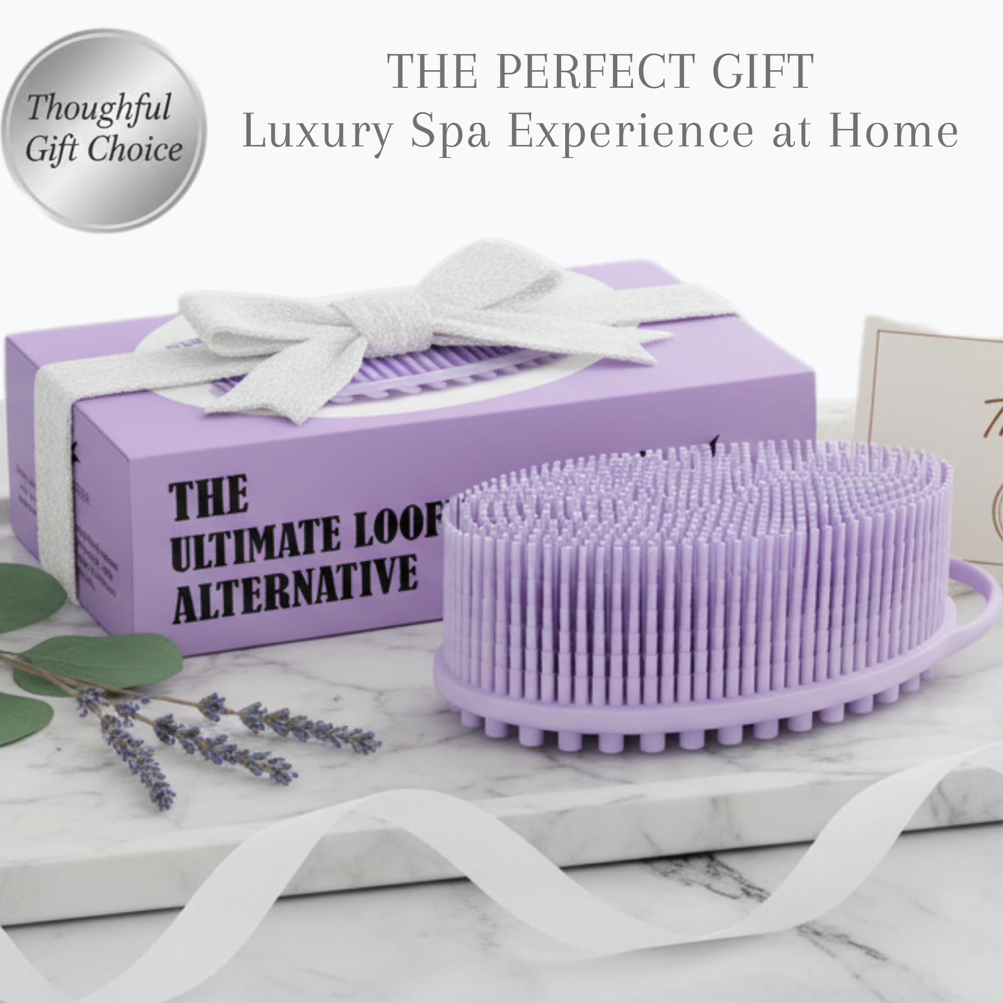 Silicone Body Scrubber for Shower - Gentle Exfoliating Back Scrubber with Soft Bristles - Avilana Premium Dual Sided Bath Brush Massage - Loofah Alternative for Sensitive Skin - Gift Women Men