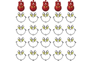 CRYSFIY 20 Pcs Christmas Decorations Stickers for Ornaments, Christmas Vinyl Stickers, Christmas Decoration Decals, DIY Face Stickers for Christmas Balls, Waterproof Sticker for Home Project, Party - 3*3 in