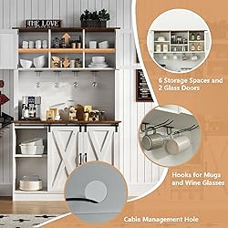 4ever2buy Farmhouse Coffee Bar Cabinet with Sliding