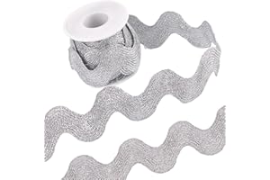 GORGECRAFT 1 Inch Metallic Rick Rack Trim Silver RIC Rac 5 Yards Rickrack Zig Zag Lace Wave Ribbon Wave Bending Fringe Lace Trim S Shaped Woven Braided Fabric for Sewing DIY Crafts Christmas Wedding
