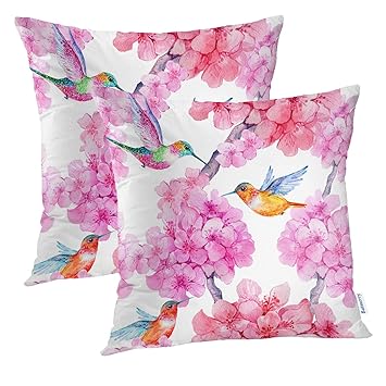 Amazon Com Batmerry Bird Pillow Covers 18x18 Inch Set Of 2 Pink