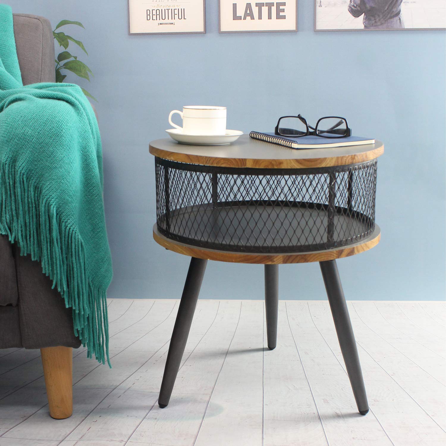 Side Table For Small Spaces Gold Gray By Aojezor Round Side Table Accent Tables Metal End Table Nightstand Small Tables For Living Room Living Room Furniture End Tables