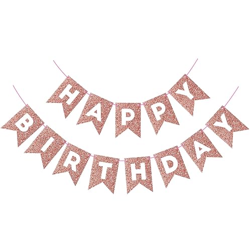 Eaezerav Happy Birthday Banner - Gold Glitter Garland With Letters, Hanging Decoration For Parties - View #7