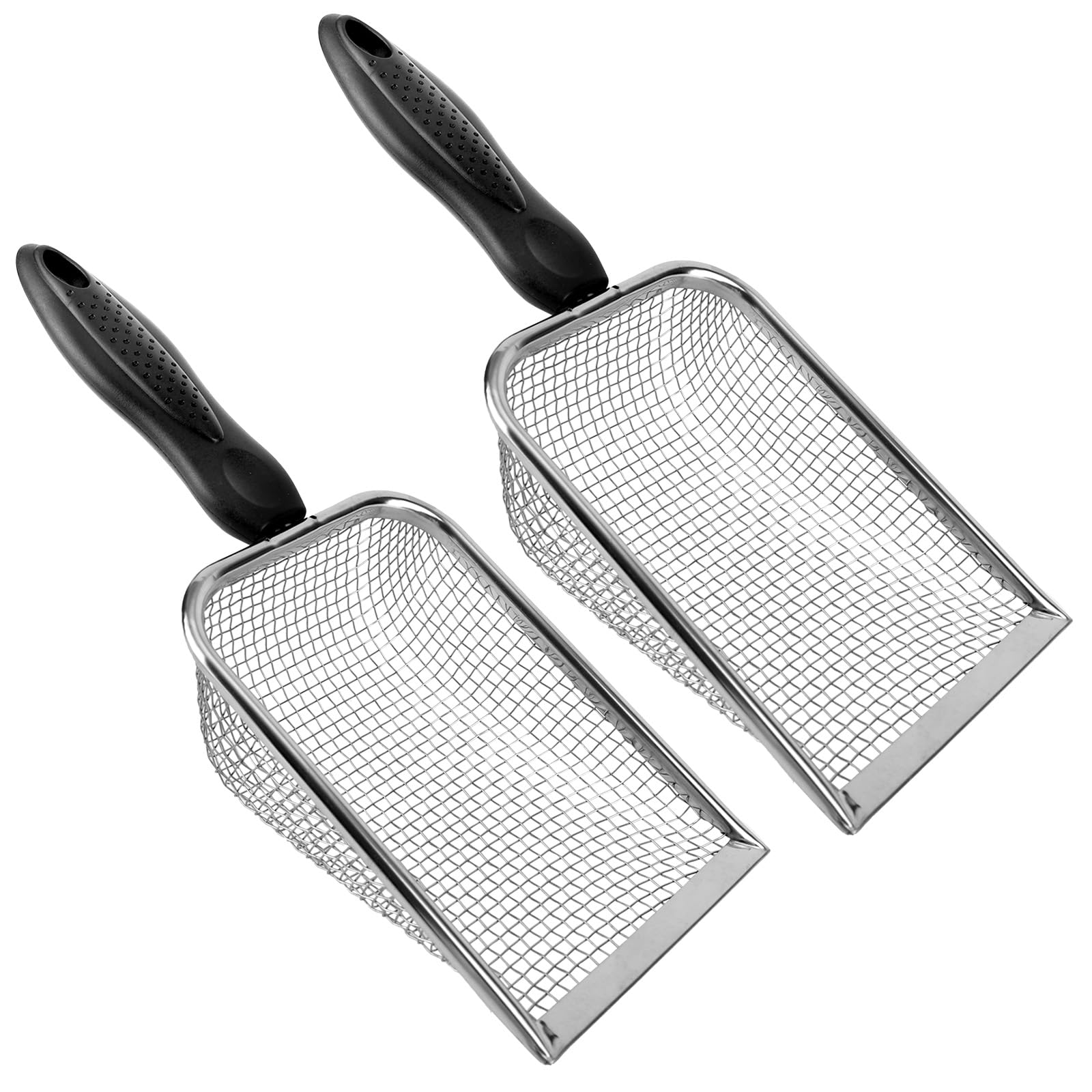 2pcs Gardening Soil Mesh Sifter, Reptile Sand Compost Shovel with Handle Shark Tooth Sifters Compost Sifter Screen Garden Sieve Sifter Potting Scoop for Yard Sand Rocks Dirt Compost