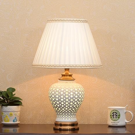 Dgf Hollow Ceramic Table Lamp Lamp Body Lamp Shade Dual