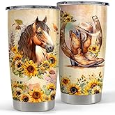 SANDJEST Horse Tumbler 20oz Horses Gifts for Women Girl Stainless Steel Insulated Tumblers Coffee Travel Mug Cup Equestrian Gift for Birthday Christmas