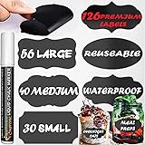Chalkboard Labels New Complete Bundle: 126 Premium Stickers for Spice Jars + Erasable White Chalk Marker. Best Large Reusable Chalkboard Label + Liquid Chalk Pen to Decorate Your Pantry Storage & Off