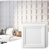 Art3d 33-Pack Accent 3D Textured Wall Panels, 11.8 x 11.8 in, White | Wipe Clean, PVC, Water Repellent, Impact Proof, Scratch Resist, Great for Living Room, Bedroom, Gaming Room, Office