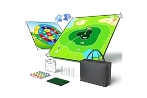 1GoTo-G 58" x 58" Battle Golf Chipping Game - 2-in-1 Sticky Golf Game Set, Large Chipping Mat with 20 Sticky Balls for Chipping Practice - Fun Family Party Game for Indoor and Outdoor Use