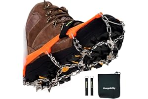 ENERGETICSKY Upgraded Version of Walk Traction Ice Cleat Spikes Crampons,True Stainless Steel Spikes and Durable Silicone,Boots for Hiking On Ice & Snow Ground,Mountian.
