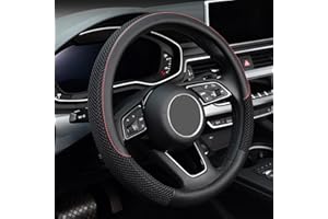 KAFEEK Steering Wheel Cover, Universal 15 inch, Microfiber Leather Viscose, Breathable, Anti-Slip,Warm in Winter and Cool in 