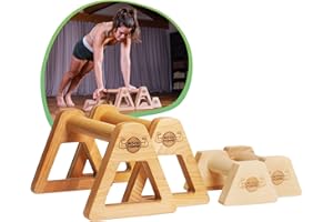 WOODPOWER® - PowerBars, Wooden Parallettes Push Up Bars, Joint-Friendly Beech Wood Calisthenics Equipment for Home, Durable Handstand Trainer Push Up Handles for Floors