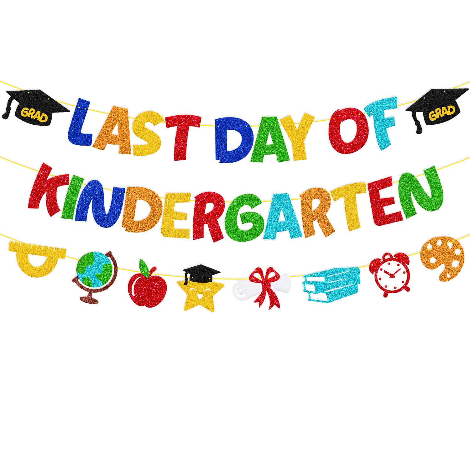 Photo 1 of Last Day of Kindergarten Banner 2025 Kindergarten Graduation Party Decorations for Kids Boy Girl 2025 Kindergarten Congrats Grad Party Supplies