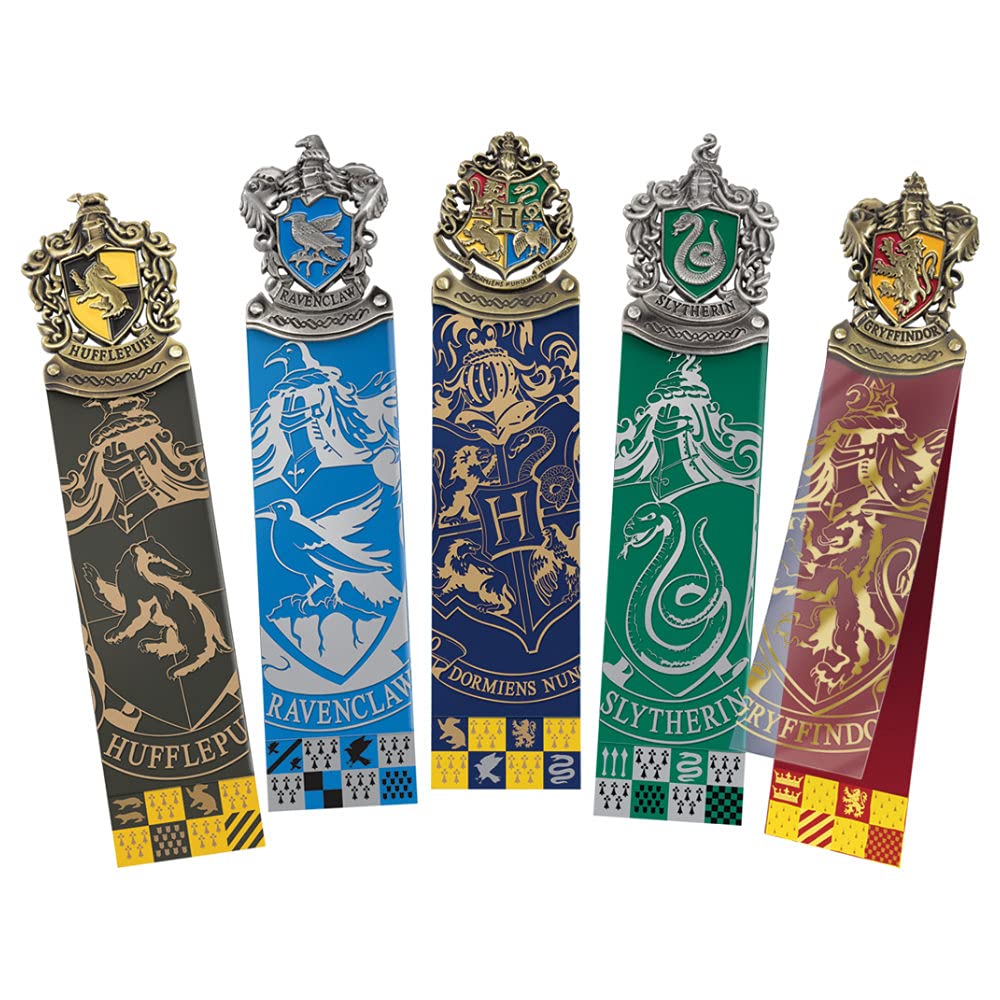 The Noble Collection Harry Potter Crest Bookmark Set - Set of 5 Hogwarts 6.7in (17cm) Bookmarks in Display Box - Officially Licensed Film Set Movie Gifts Stationery, NN8725