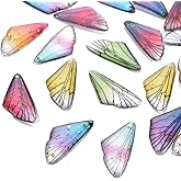 FASHEWELRY 100Pcs Resin Wing Charms Transparent Insects Wing Pendants Colorful Dragonfly Butterfly Wings Hanging Charms with Gold Foil for Jewelry Making