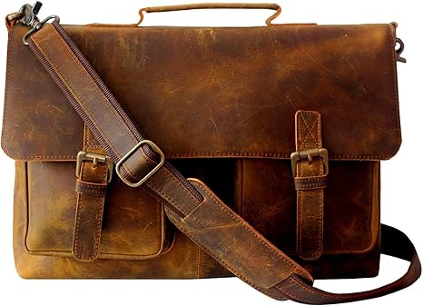 vintage retro buffalo leather briefcase