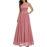 Miusol Women's Sexy Deep V-Neck Sequin Lace Double Sleeveless Evening Party Maxi Dress