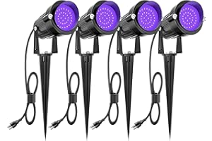 ZUCKEO Outdoor Blacklight Spotlight LED Spot Black Light with US Plug, 15W IP66 Landscape Black Lights Fixtures for Glow Party Body Paint Fluorescent Poster Yard Garden House Decorating(4Pack)