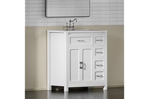 GENERIC Findepot 30" Bathroom Vanity with Sink,Undermount Ceramic Sink Bathroom Cabinet with Soft Closing Door and 4 Storage Compartments (White, 30 Inch)