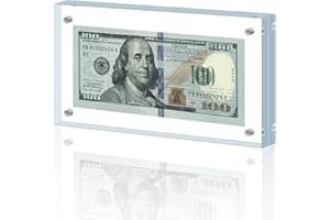 LONCHDAN Dollar Bill Frame Display Acrylic Dollar Bill Holder 3.9X7.8Inch Thickened Frame for Dollar Bill Display Case Magnet Currency Display Frame Self Standing for Money Ticket Picture Photos Display Case