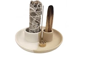 DOREPHINE Sage Holder, White Sage Burner, Smudge Bowl, Palo Santo Holder, Incense Holder, Incense Holder Bundle, Sage Holder for White Sage Bundle and Palo Santo (Sage Not Included) (White-Speckled)