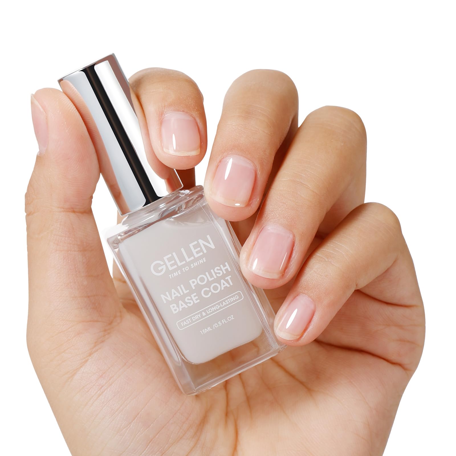 Photo 1 of GELLEN Clear Nail Polish Base Coat Sheer Tinted Milky White, Natural Color Regular Nail Polish, Calcium Formula Strengthens Nails, Enhances Nails Natural Look, Quick Air Dry, Hema Free, Non-toxic