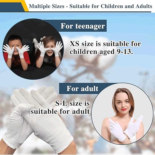 24Pcs White Cotton Gloves for Dry Hands Kids Eczema Gloves