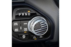 Zhizhong Dial Shifter Trim Plate American Flag Vinyl Decal,Gear Shift Switch Knob Sticker Fit for Chrysler 300/200/Pacifica, Voyager, Dodge Ram 1500/Rebel (Matte Black)