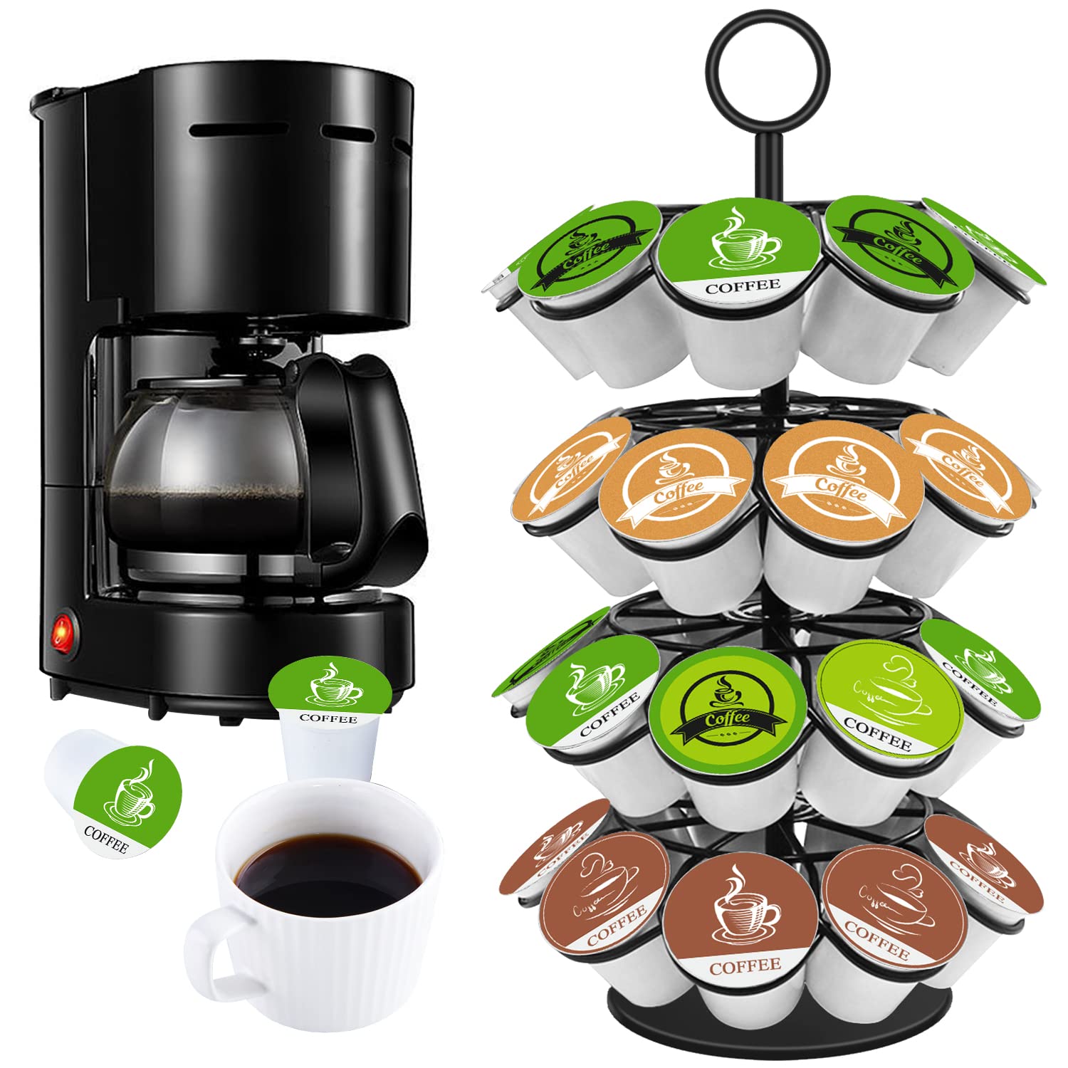 KIMIUP Coffee Pod Holder, K Cup Organizer Compatible with K-Cups(36 Pods), Kitchen Detachable Coffee Pod Organizer for Countertop, Spins 360-Degrees