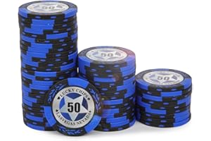 ORIENGEAR Poker Chips Professional, 50 Pcs 14 Gram Poker Chips Composite with Clear Denomination, Numbered Chips for Casino C