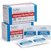ForPro Alcohol Prep Pads, 200-Count Sterile Alcohol Wipes Individually Wrapped, 70% Isopropyl, Medium 2-Ply Medical Grade Antiseptic Pads, Latex-Free, First Aid &amp; Injection Prep, Gamma Sterilized