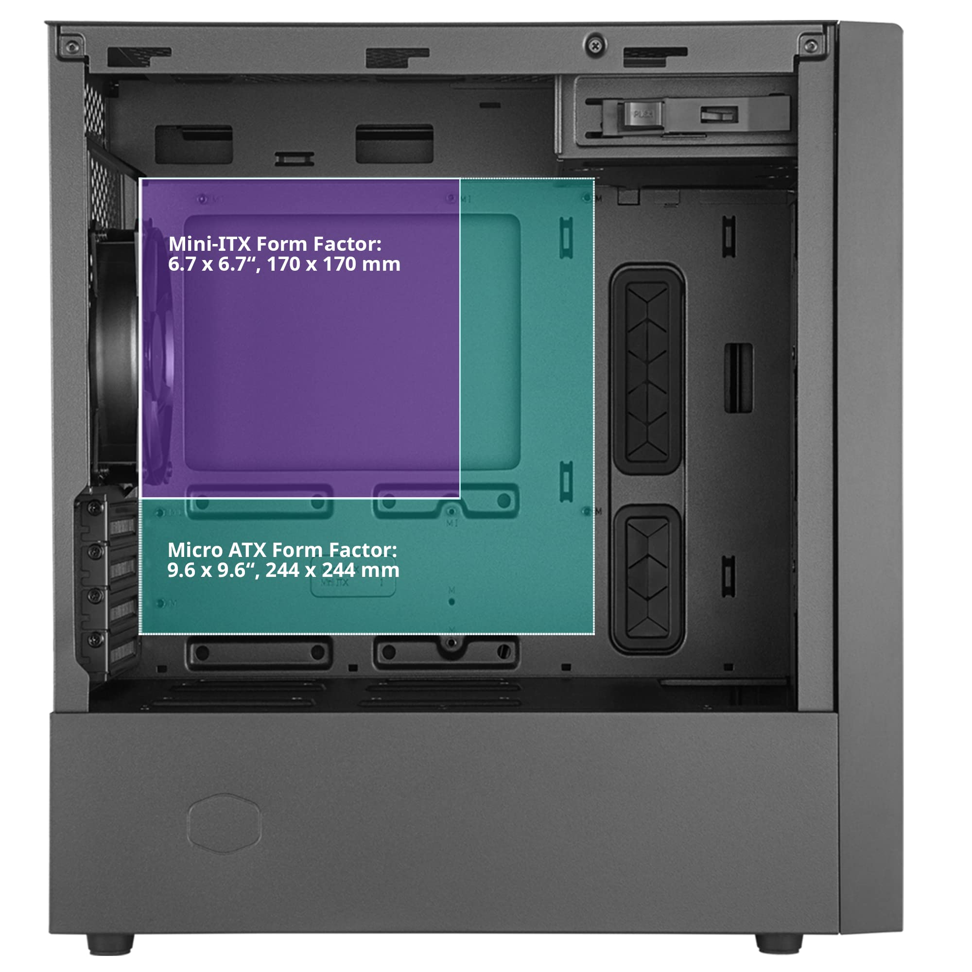 Cooler Master MasterBox NR400 Micro-ATX Tower with Front Mesh Ventilation, Minimal Design, Tempered Glass Side Panel and Single Headset Jack