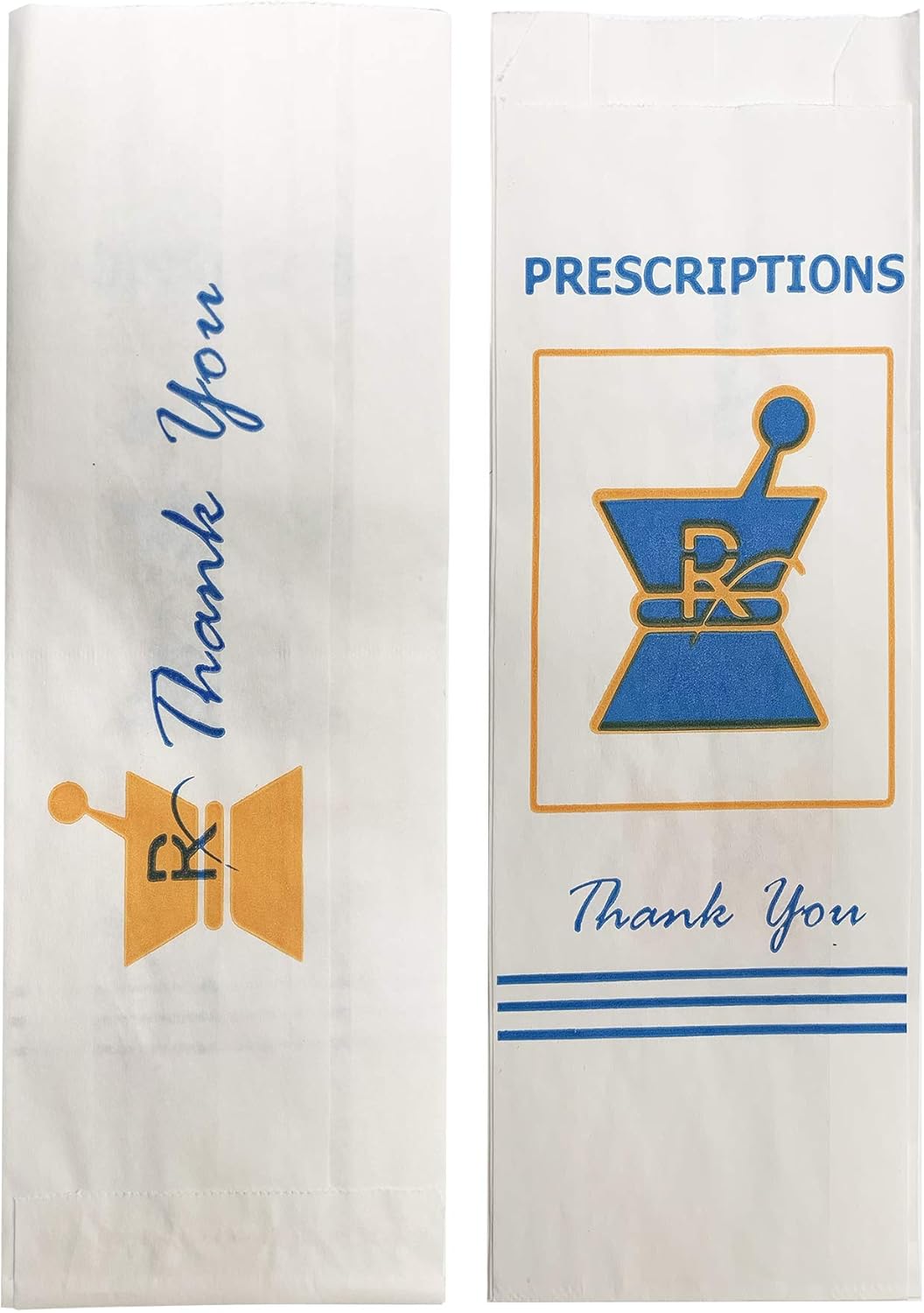 White Kraft Small Printed Prescription Pharmacy Paper Bags