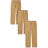 Amazon Essentials Boys and Toddlers' Uniform Straight-Fit Flat-Front Chino Khaki Pants, Multipacks