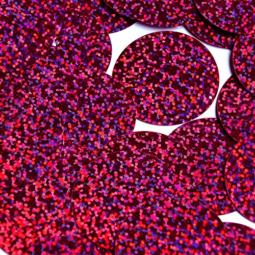 Sequin Round 1.5 inch Berry Pink Glitter Hologram Multi Metallic. Couture Paillettes Made in USA. For embroidery, bridal, applique, arts, crafts, and embellishment.