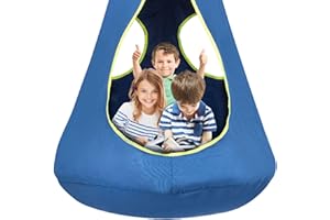SUCHDECO Kids Pod Swing Seat, Hanging Hammock Chair, Sensory Swing for Indoor and Outdoor Use (43.5" D x 52" H) Blue