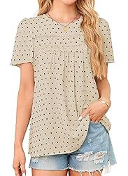 Falechay Apricot-Black Dots Tops for Women Cute