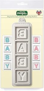 Baby Blocks Silicone Mold, Cubes for Cake Decorating, Crafts, Cupcakes, Soaps, Sugarcraft, Candies, Card Making and Clay, Food Safe Approved, Made in The UK