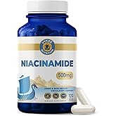 Vykee Nutrition Niacinamide Capsules - Vitamin B3 Supplement for Skin Wellness Cellular Energy and Metabolic Support - Vegan, Non-GMO Gluten Free - 500 mg 120 Count