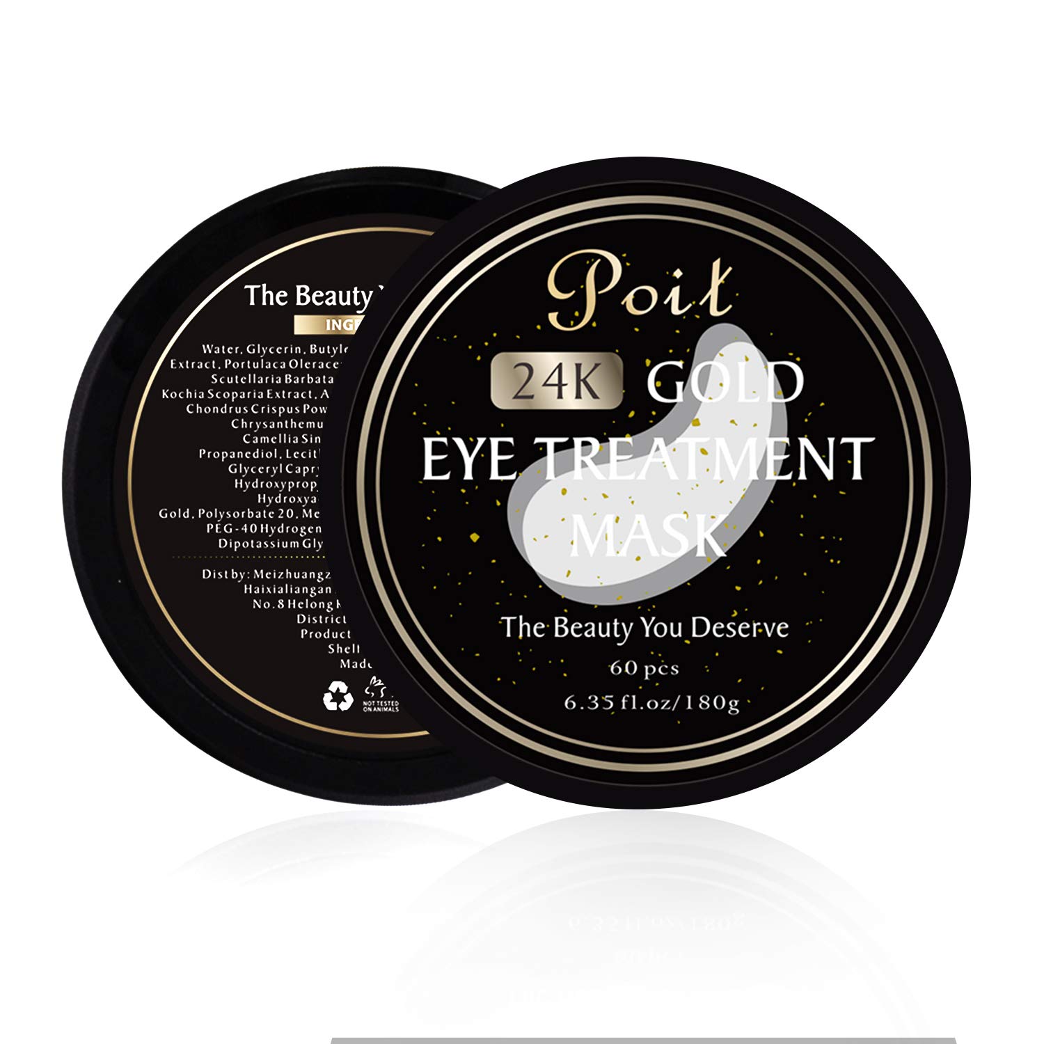 Poit Under Eye Gold Patches, Eye Gel Pads, Eye Treatment Mask, Reduces Wrinkles and Puffiness, Lightens Dark Circles, 60 PCS