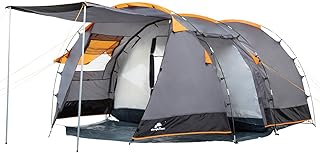 CampFeuer Tunnelzelt für 4 Personen Super+ | Großes Familienzelt mit 2 Eingängen und 3.000 mm Wassersäule | Gruppenzelt | Campingzelt (grau)