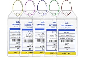 BODUOYEJIEYI Princess Cruise Ship Luggage Tag Holders, Clear Cruise Luggage Tag Holder Zip Seal with Steel Loops，Fits Printed (Not Mailed), Princess Cruise Ships & Tags for Cruises in, 2025 & 2026（5 Pack）