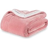 Berkshire Blanket-Sherpa Fleece Blanket, Warm and Soft Loftmink Reversible Blanket for Bed, Sofa and Travel, Frosty Mauve, 60 in x 90 in