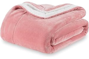 Berkshire Blanket-Sherpa Fleece Blanket, Warm and Soft Loftmink Reversible Blanket for Bed, Sofa and Travel, Frosty Mauve, 90 in x 108 in