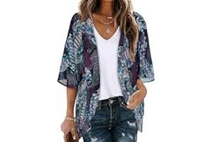 Plus Size Womens Chiffon Shirts Kimono Cardigans Short Sleeve Casual Summer Tops for Beach
